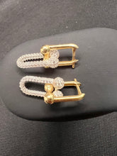 Load image into Gallery viewer, 18K Clip Link  Earrings with stone
