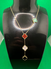 Load image into Gallery viewer, 18K Multi Color Clover Necklace
