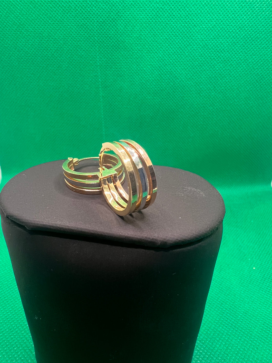 18K Tricolor Loop Earrings